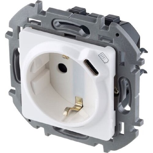 Розетка с заземлением +1хUSB тип C без рамки Legrand Inspiria 1-м. белый картинка